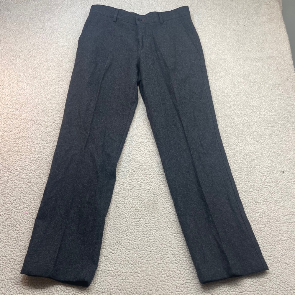 J. Ferrar Dress Pants Mens 32x30 Gray Wool Blend Flat Front Regular Fit Trousers